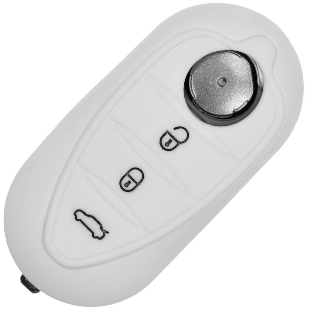 mt-key Schlüsseltasche Autoschlüssel Softcase Silikon Schutzhülle Weiß, für ALFA Romeo Mito Giulietta 940 4C ab 2008 3 Tasten Klappschlüssel