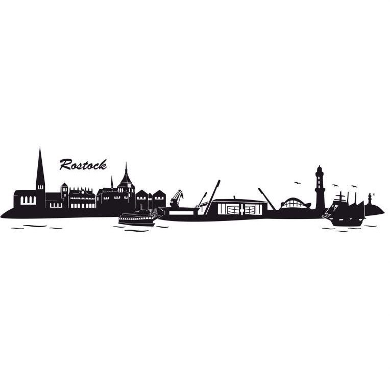 Skyline mit Logo Wandtattoo Wall-Art (1 Rostock St) Hansa