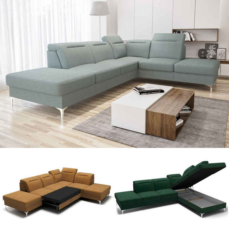Möbel für Dich Ecksofa Oslo, Komfortsitzhöhe, mit Schlaffunktion und Bettkasten