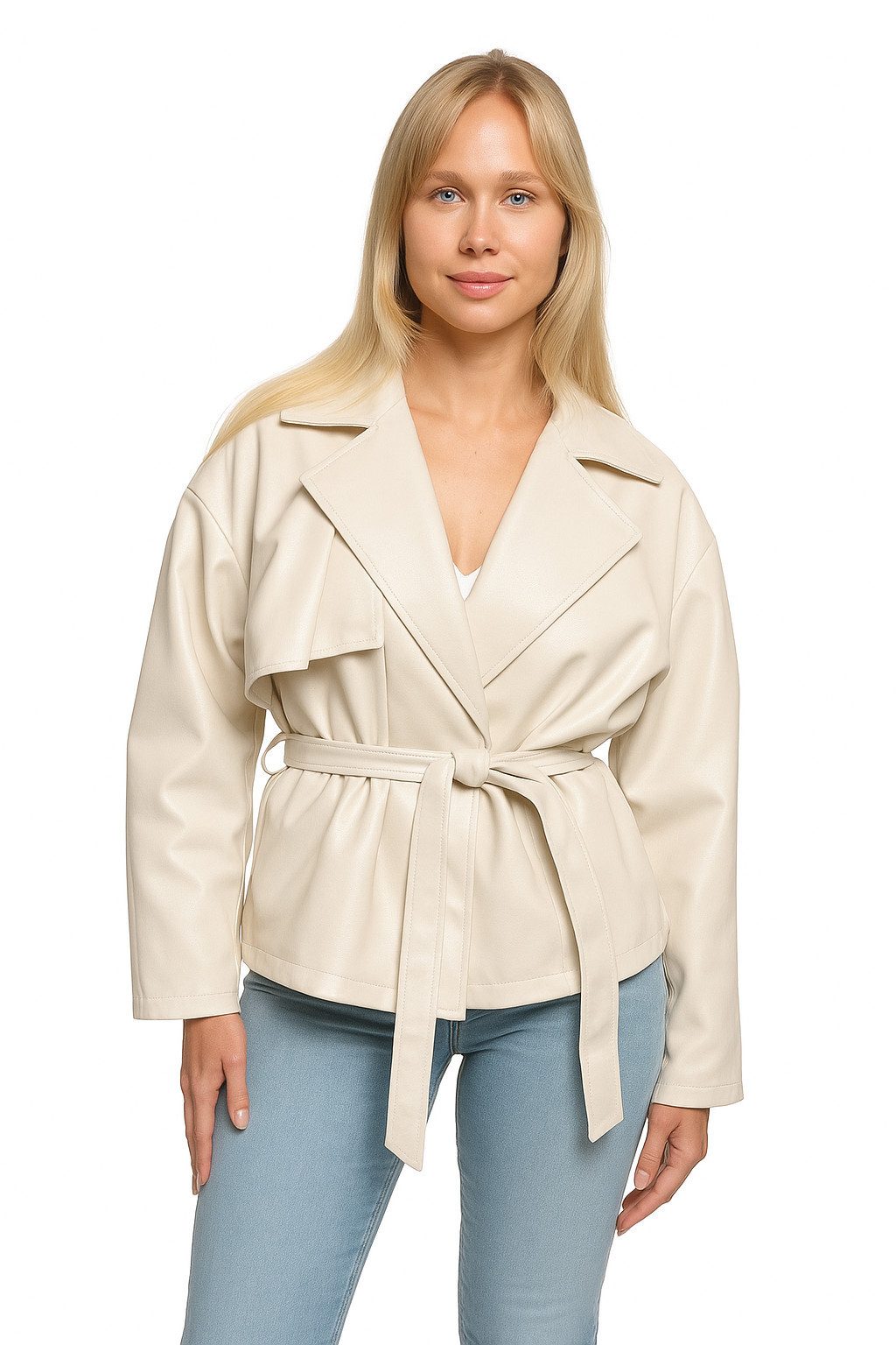 Worldclassca Trenchcoat Worldclassca TRENCHCOAT Crop Mantel Kunsleder mit G günstig online kaufen