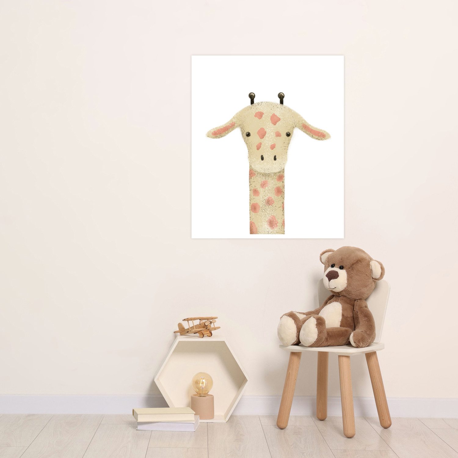 Lüttenhütt Bild mit Rahmen oder Poster, Giraffenkopf, Fantasy, Giraffe, Giraffen Bilder, Tiere (1 St), HD Premium Druck