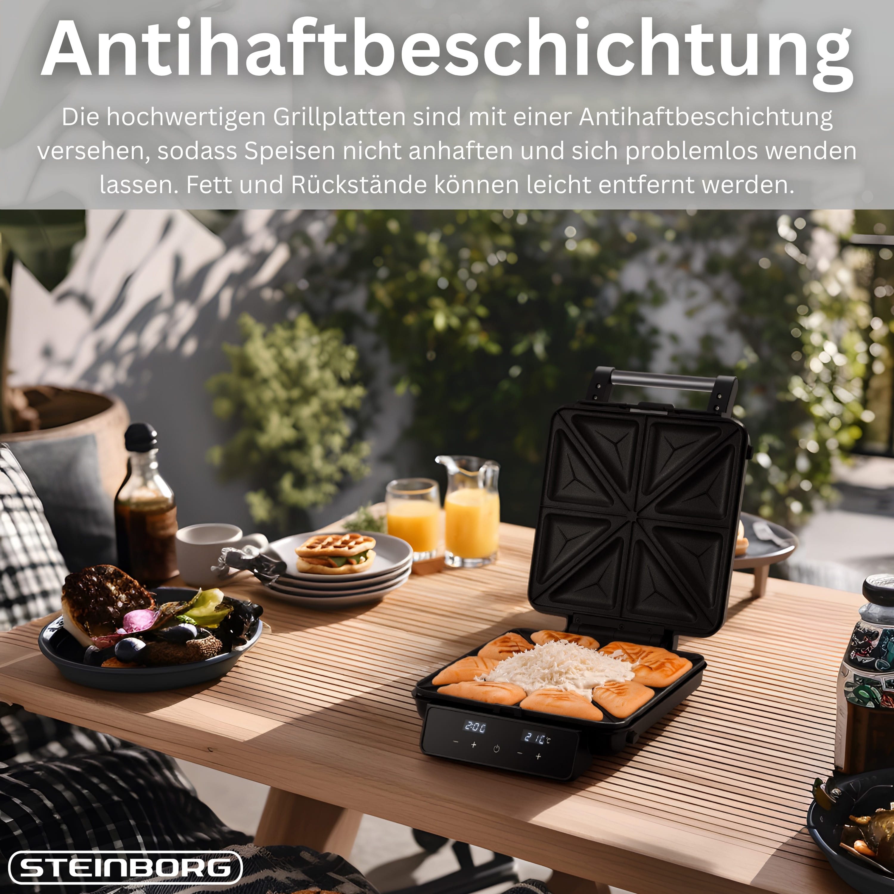 STEINBORG 2-in-1-Kombi-Waffeleisen SB-2241, 1500 W, Touch-Display – Bild 5 von 5