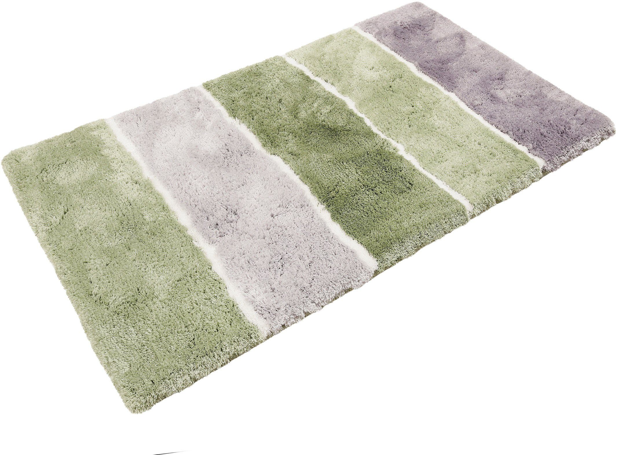 Homie Living Badematte Rio Marina, Höhe 30 mm, rutschhemmend beschichtet, schnell trocknend, fußbodenheizungsgeeignet, Polyester, rechteckig, flauschiger Badteppich, modern gestreift, waschbar, Badezimmerteppich