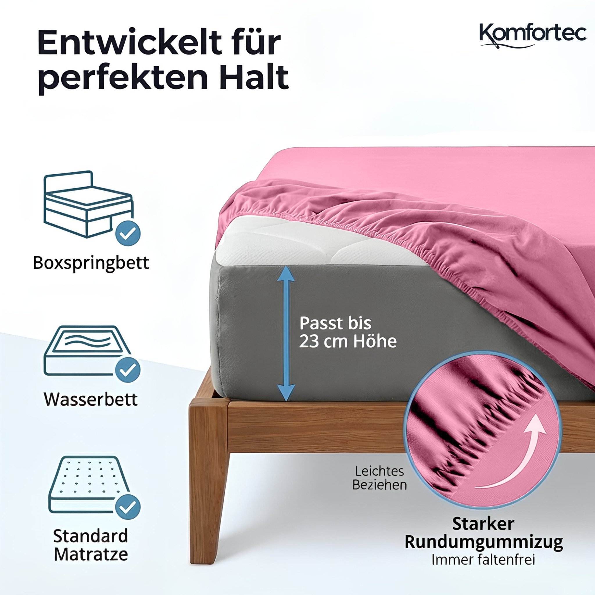 Komfortec Spannbettlaken Jersey Spannbettuch, 90x200, 140x200, 160x200, 180 günstig online kaufen