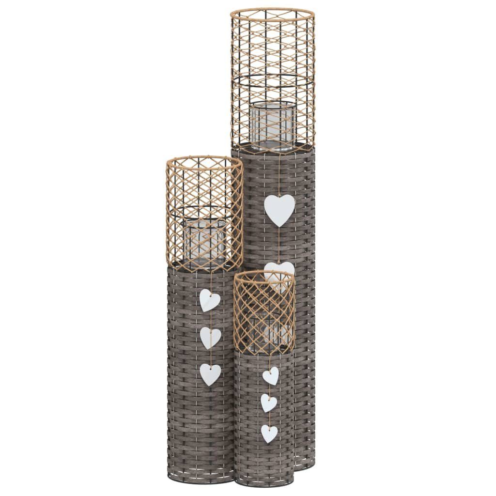 vidaXL Windlicht Kerzenhalter 3 Stk Grau günstig online kaufen