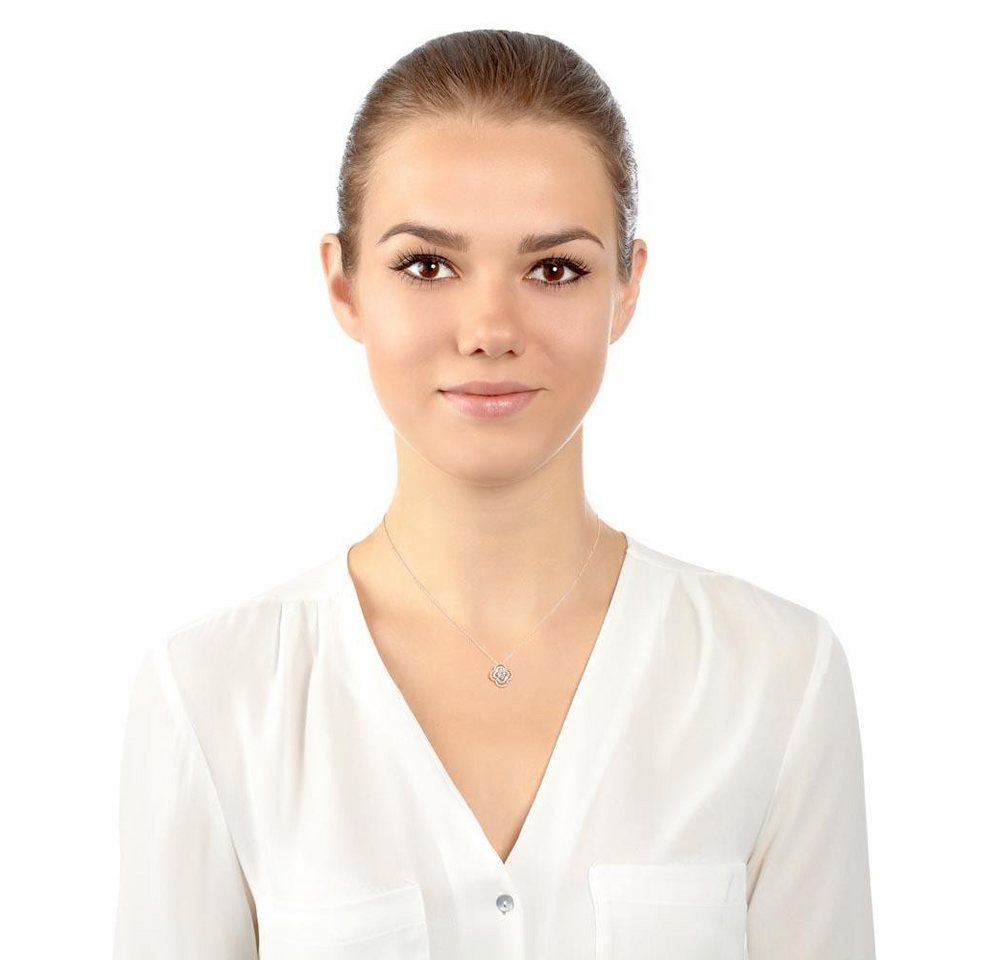 Unique Collier Diamantcollier Blüte bic... Unique Collier Diamantcollier Blüte bic...