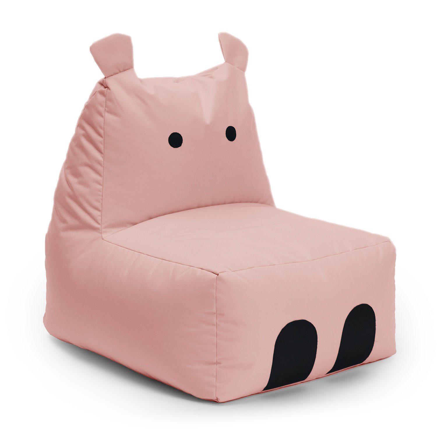 Lumaland Sitzsack Kinder Hippo Tier Kissen 80x70x65 cm (1x Kindersitzsack), Wohlfühl Sitzkissen, süßes Motiv, Kids, pflegeleicht Pastell Pink