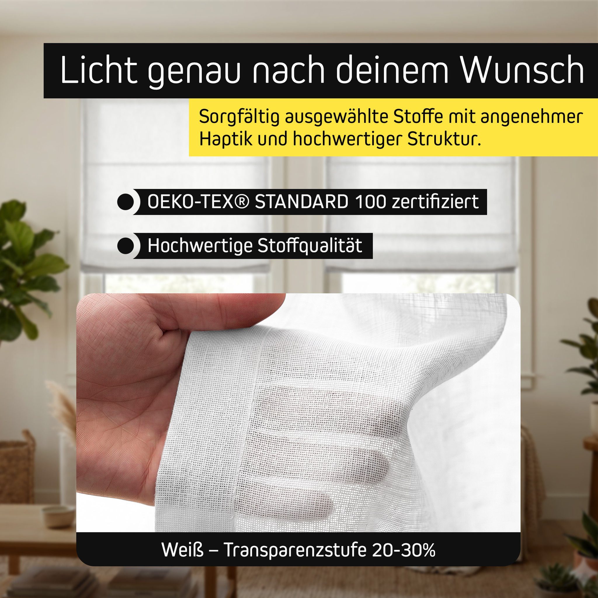 Victoria M. Raffrollo Ivora Premium Raffrollo 40x130cm Weiß Blickdicht mit Bohren, mit Faltenband, mit Bohren, freihängend, Abnehmbarer Stoff mit OEKO-TEX® Zert – Bild 5 von 5