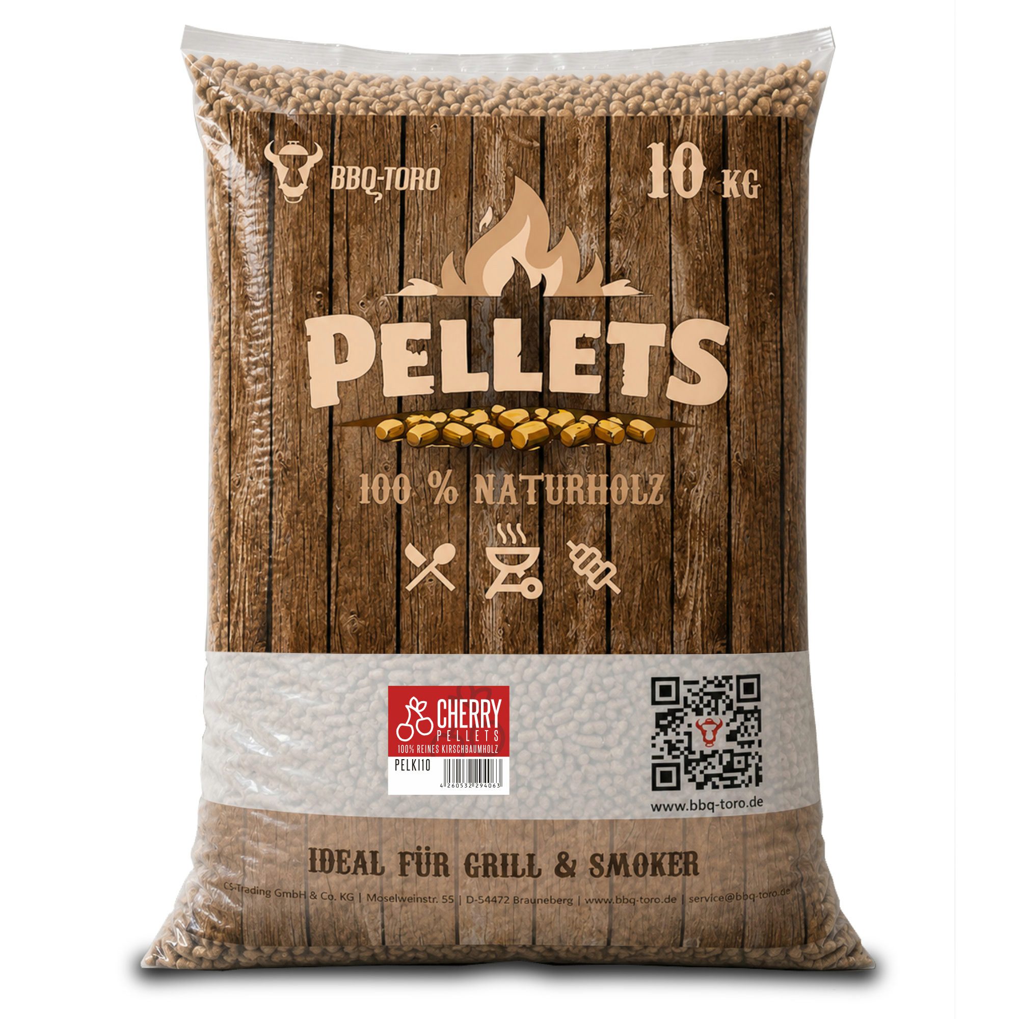 BBQ-Toro Holzpellets Cherry Pellets aus 100% Kirschbaumholz, 10 kg, 10.00 kg