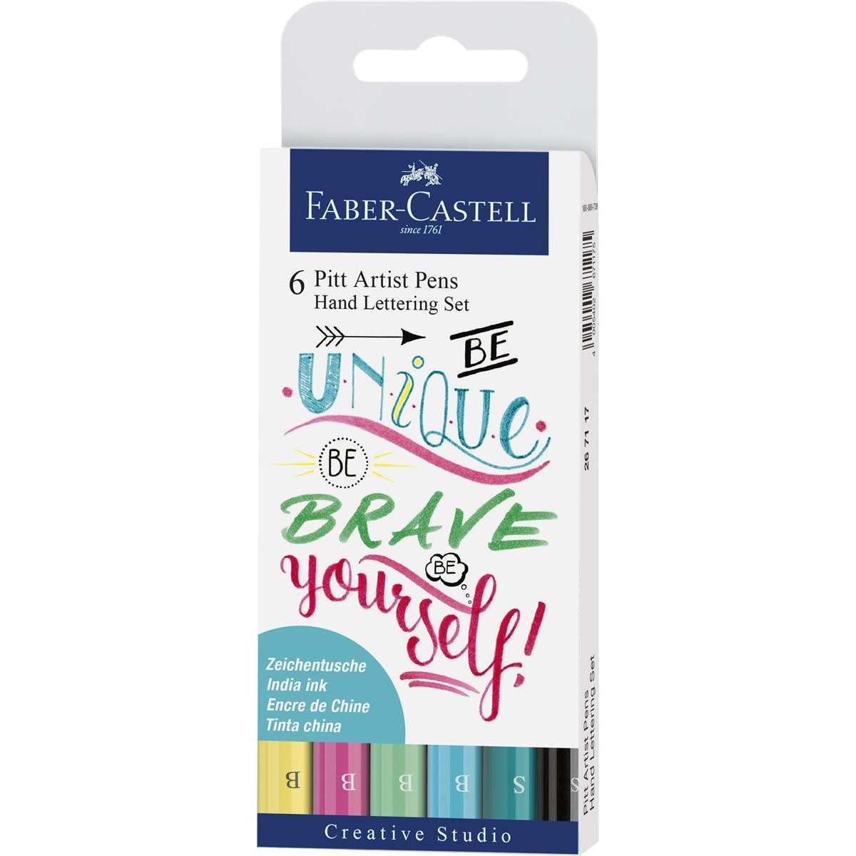 Faber-Castell Künstlerstift Faber-Castell Pitt Artist Pen Lettering Tintenschreiber - 6er Etui