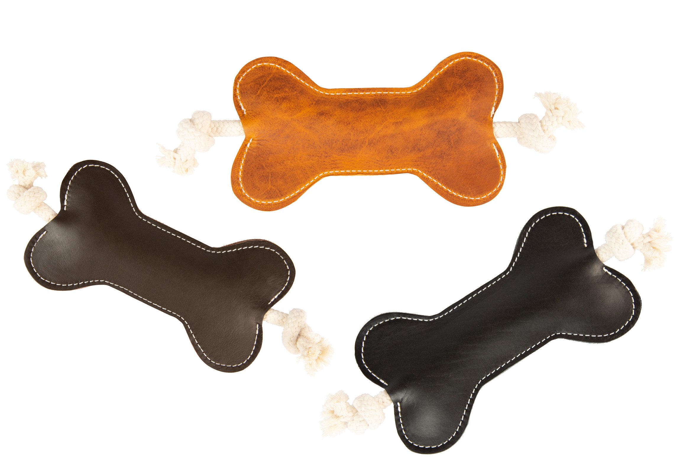 CopcoPet Spielknochen Leder-Knochen Schwarz ca. 20 x 11 cm, Leder