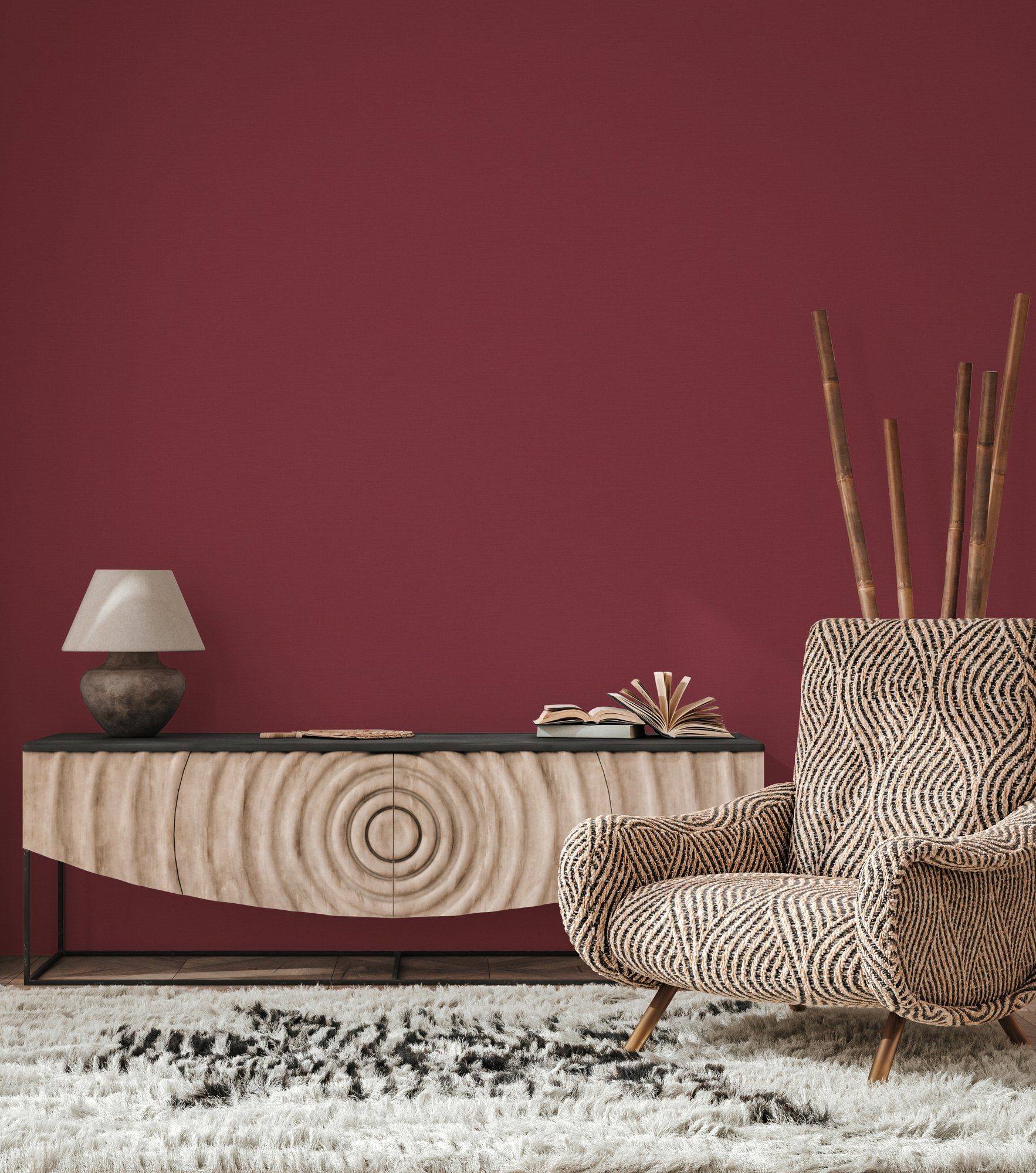 Bricoflor Tapete in Beerentönen Uni Vliestapete in Magenta Rot Ideal für Sc günstig online kaufen
