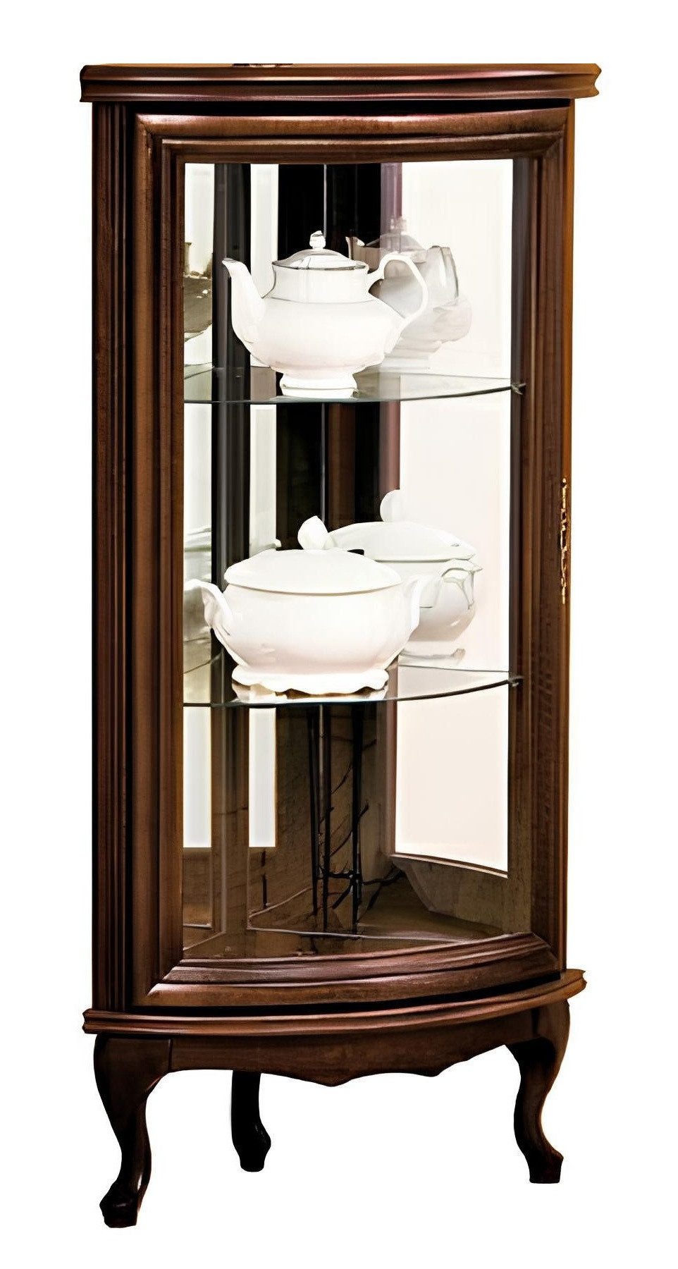 Xlmoebel Eckvitrine Elegante italienische Vitrine aus Glas mit hochwertiger Verarbeitung (1-St., Eckvitrine) Hergestellt in Europa