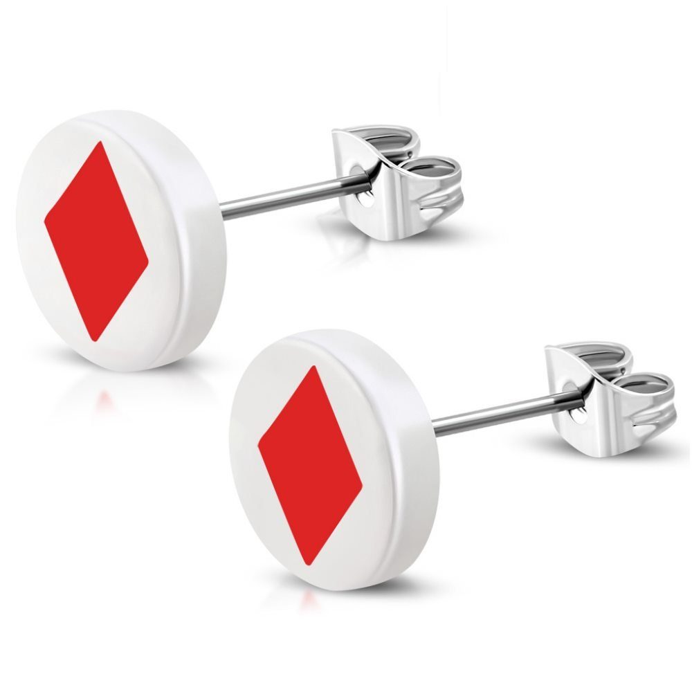 Ohrring-Set Ohrstecker Spielkartenfarben Silber aus Edelstahl Unisex Karo