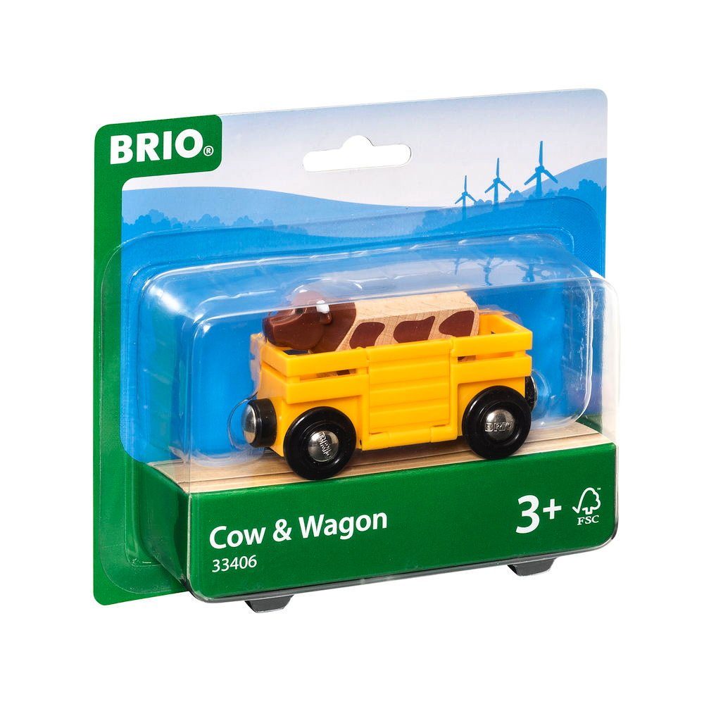 BRIO® Spielzeugeisenbahn-Lokomotive Brio World Eisenbahn Waggon Tierwagen mit Kuh 2 Teile 33406