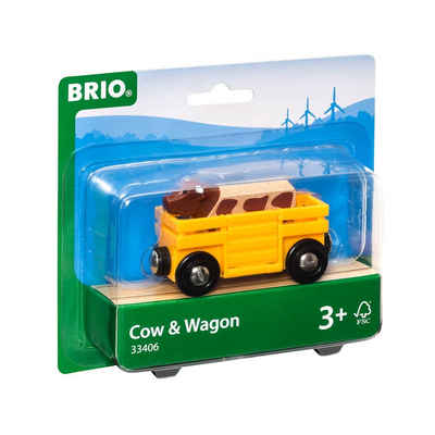 BRIO® Spielzeugeisenbahn-Lokomotive Brio World Eisenbahn Waggon Tierwagen mit Kuh 2 Teile 33406