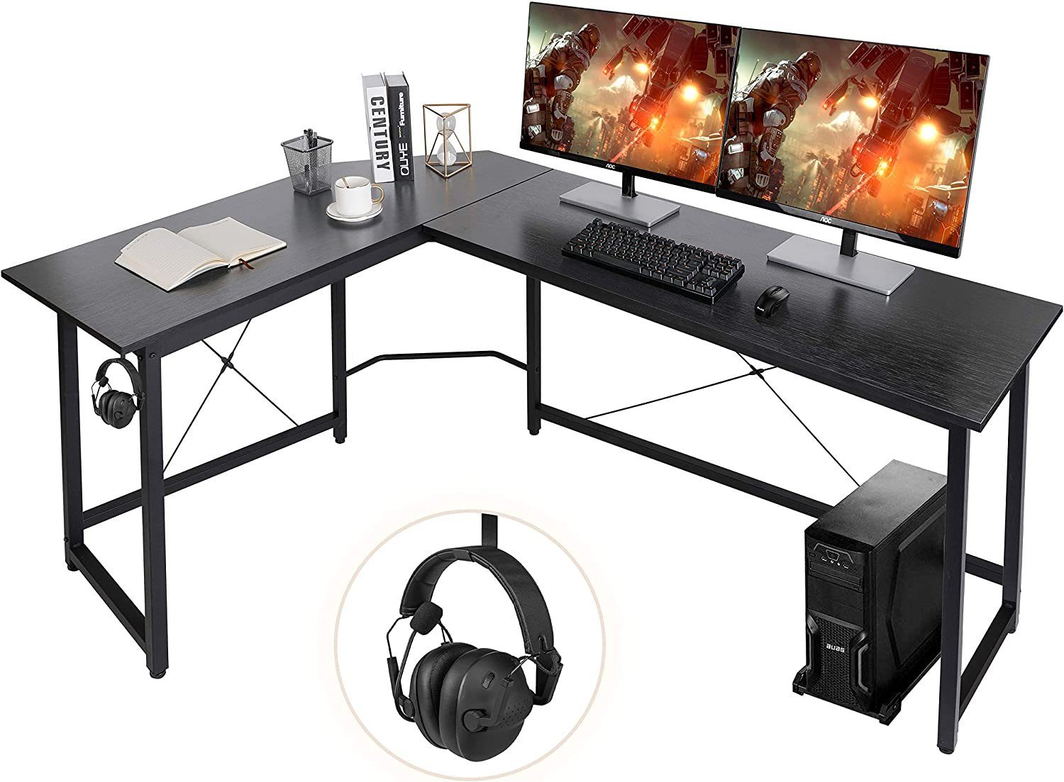 Eckschreibtisch L-förmiger Schreibtisch, 167 cm Gaming Tisch, L-Form Computertisch