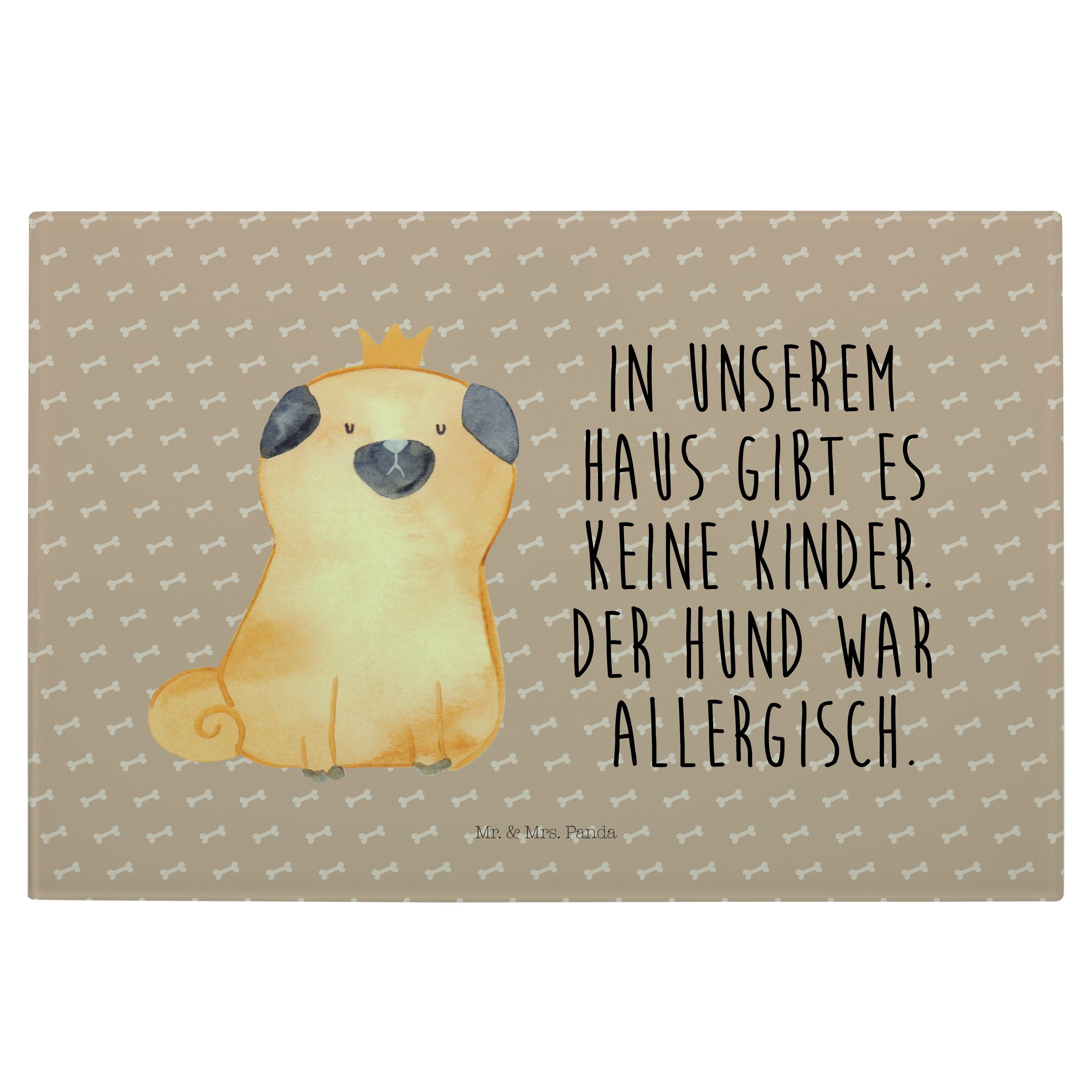 Hunderasse, Panda Krone Hundeliebe, Geschenk, Glas, - Mrs. Hundeglück Premium Haustier, Servierbrett Mr. & - (1-St) Mops