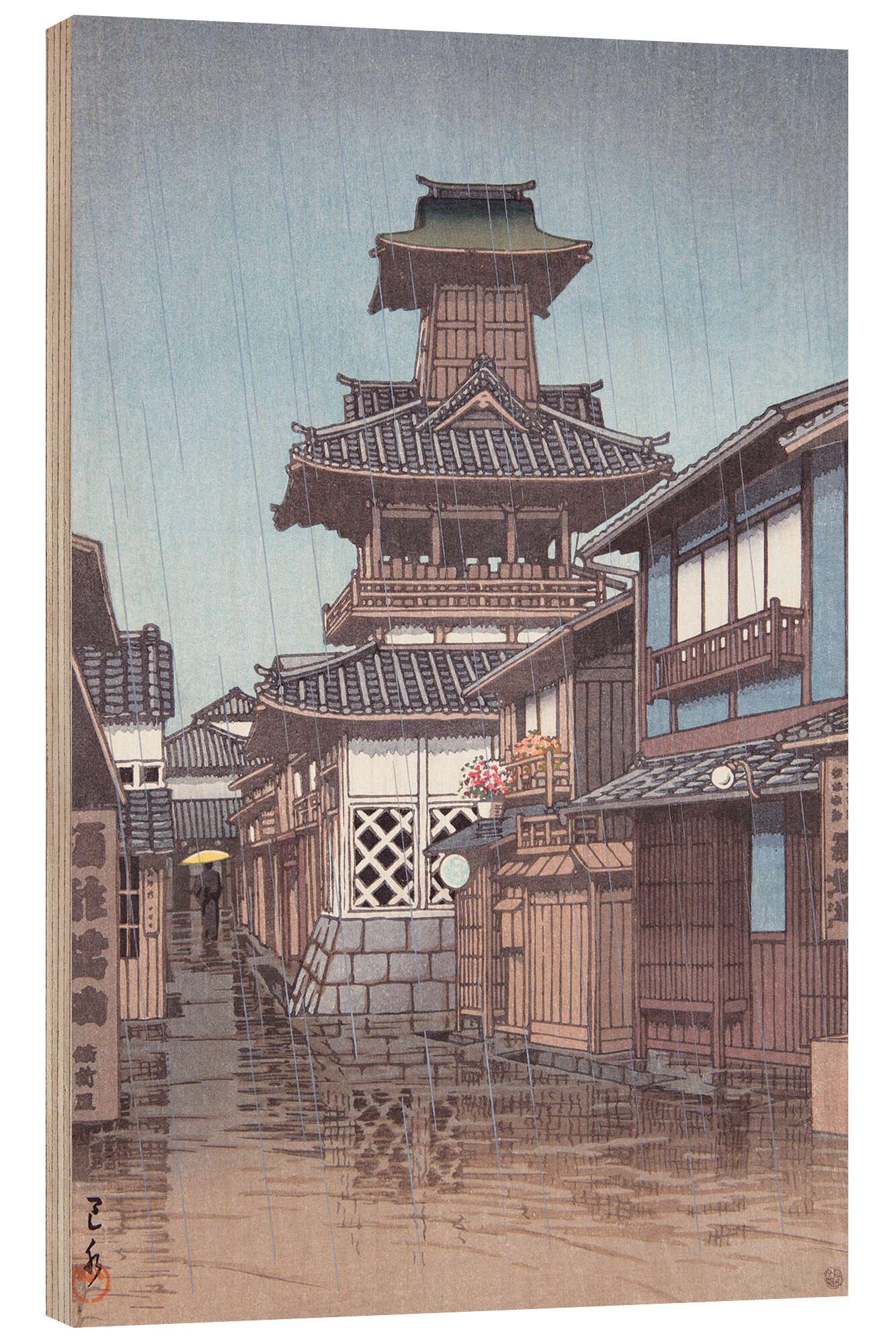 Posterlounge Wandbild Glockenturm in Okayama, Kawase Hasui, erhältlich als Poster, Leinwandbild, Wandsticker oder Acrylglasbild