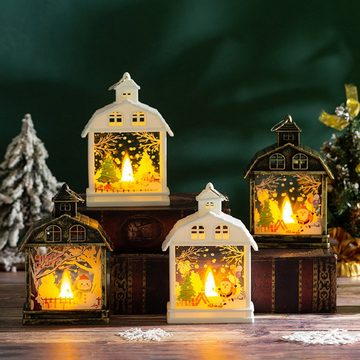 Rutaqian Nachtlicht Retro tragbares Nachtlicht LED Ornament Fenster kreative Requisiten, Elch, Weihnachtslaternen Schneemann Weihnachtsmann Elch Muster Schmücken