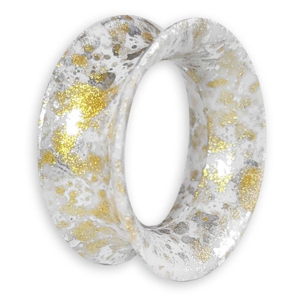 viva-adorno Plug 1 Stück Tube Flesh Tunnel Silikon Ohr Piercing flexibel, Glitter Glitzer Opal schimmernd Farbspritzer Größe 8 bis 16mm