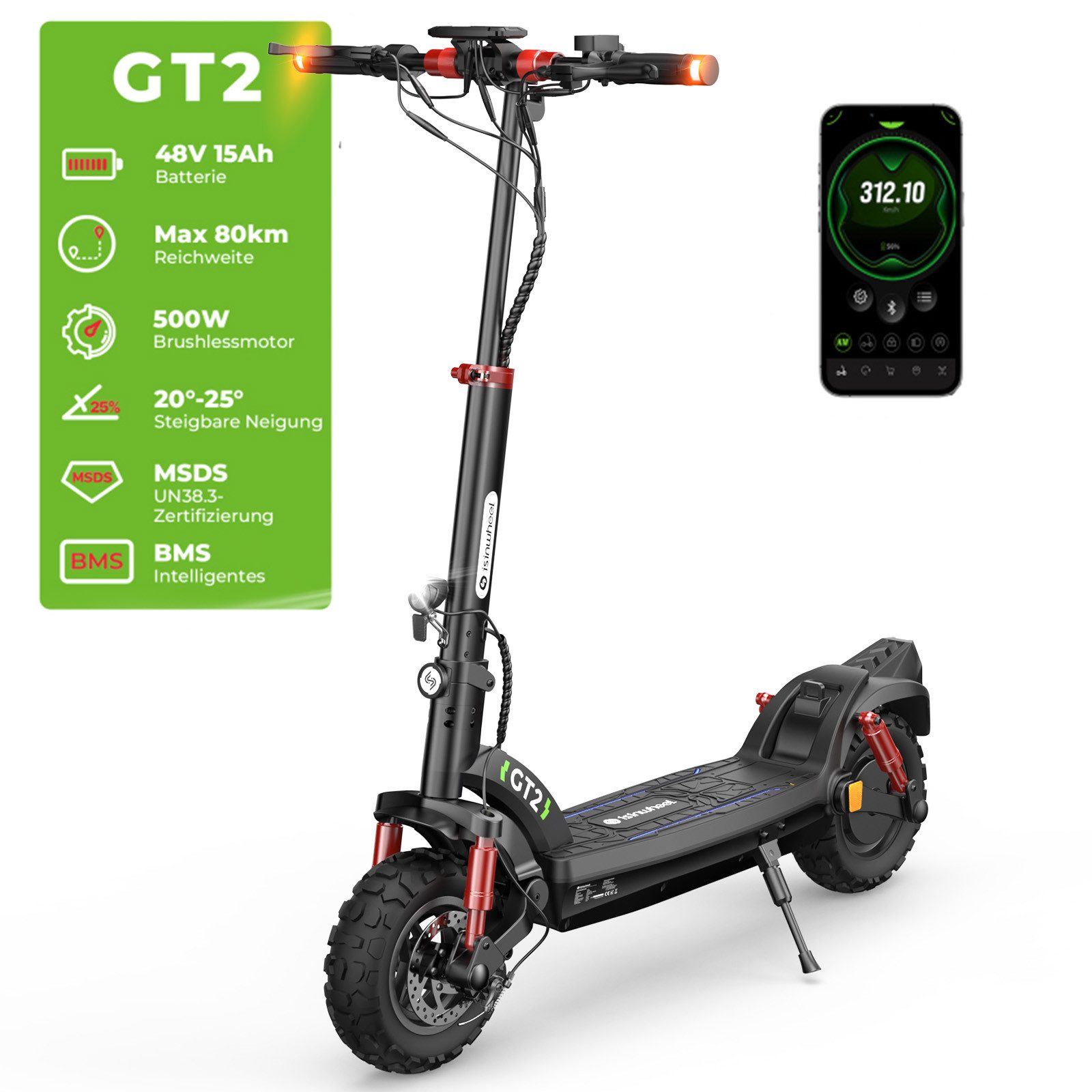 E-Scooter Offroad mit Straßenzulassung (ABE) 11-Zoll-Reifen,80km Reichweite