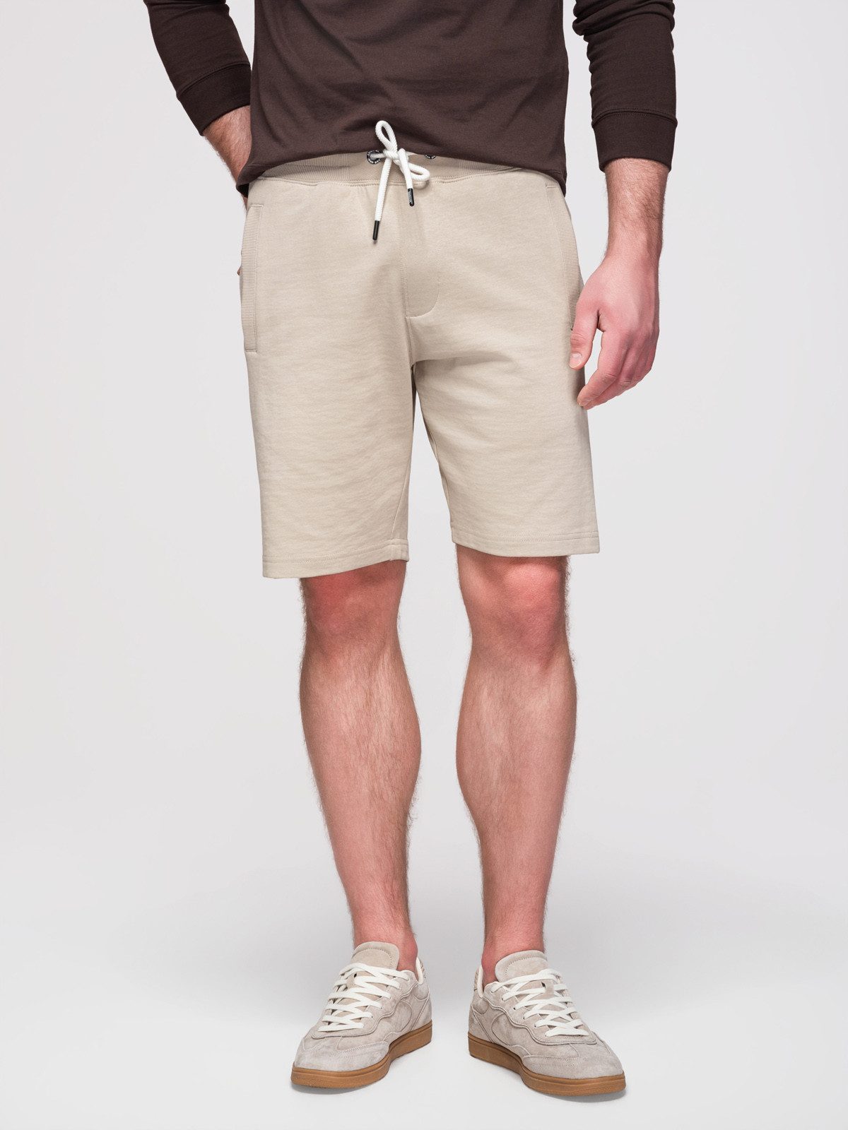 Shorts Herren Relaxed Fit Shorts mit elastischem Bund Hellgrau XXL