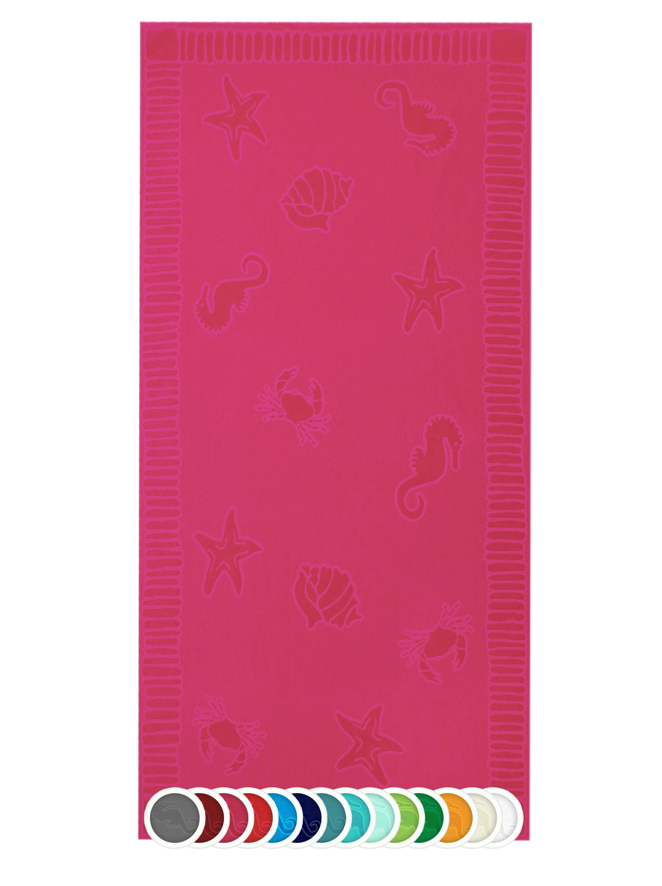 ZOLLNER Strandtuch, Frottier (1-St), 100 x 200 cm, 100% Baumwolle, vom Hotelwäschespezialisten pink