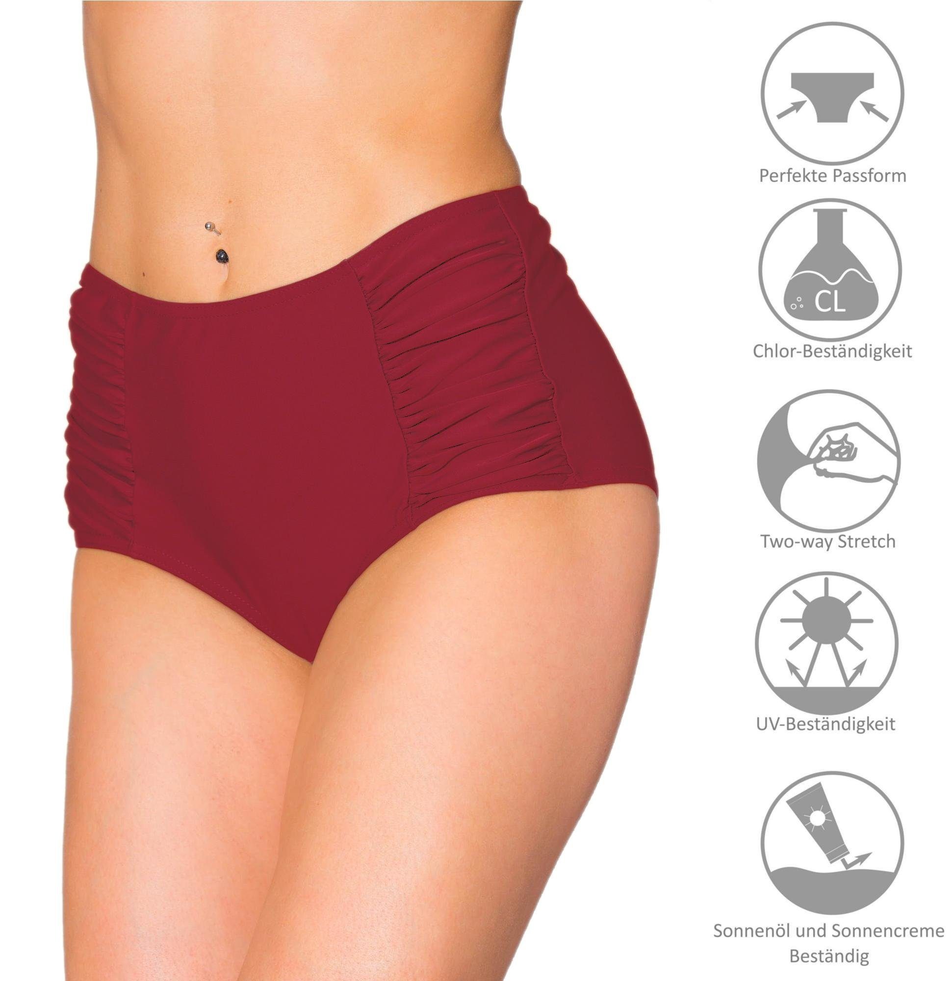 Aquarti Bikini-Hose Aquarti Damen Bikinihose mit Hoher Taille und Raffung