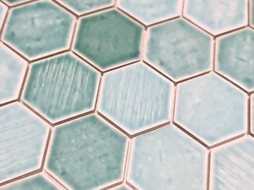 Mosani Mosaikfliesen Hexagonale Sechseck Mosaik Fliese Keramik waldgrün