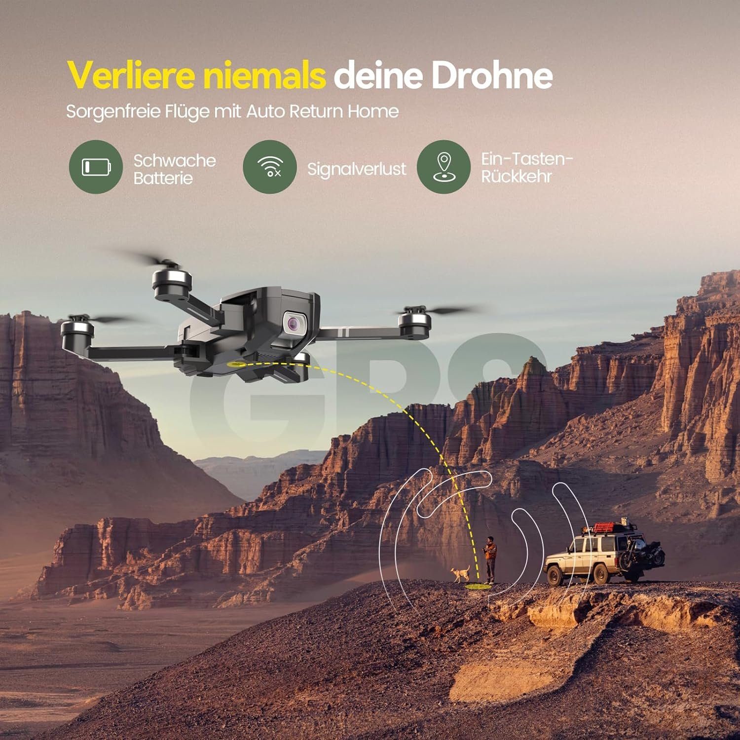 GPS Drohne Faltbare Quadcopter) mit FHD Drohne Kamera Live (4096x2160P, 4K Übertragung RC STONE HOLY