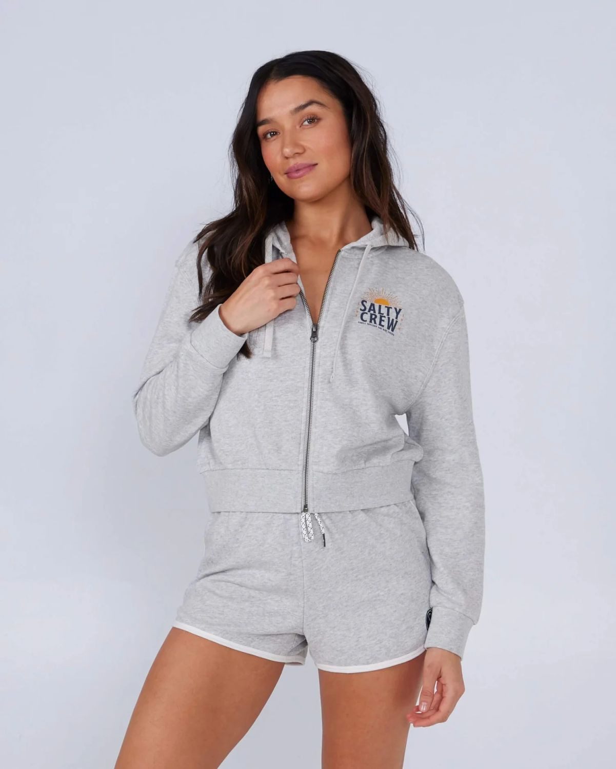 Salty Crew Hoodie Salty Crew Cruisin Crop Zip Hoody Athletic Heather