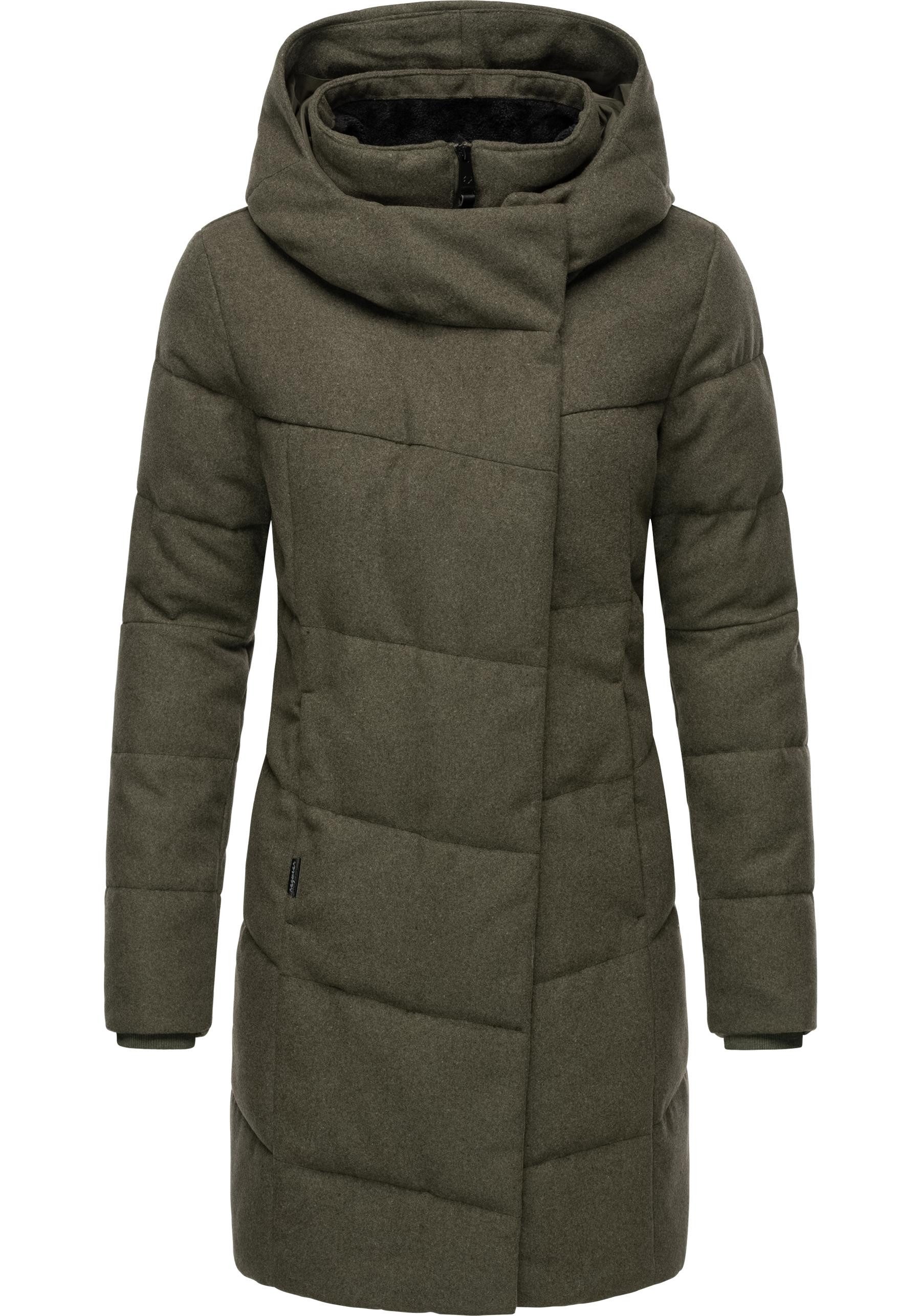 Ragwear Wintermantel Pavla Coat stylischer Damen Steppmantel in Woll-Optik