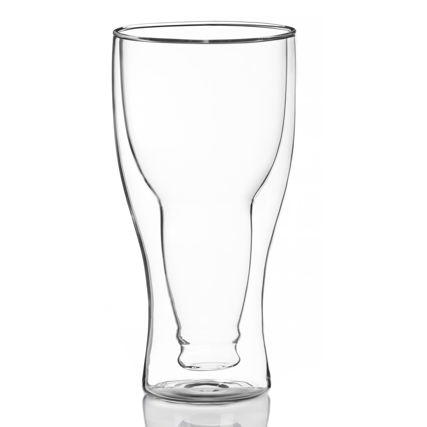 Dimono Bierglas DIMONO Bierglas Glasflasche Effekt–Doppelwandiges invertiert Bierglas, 1-tlg., Borosilikatglas, Umgestülpte Bierflasche im Glas