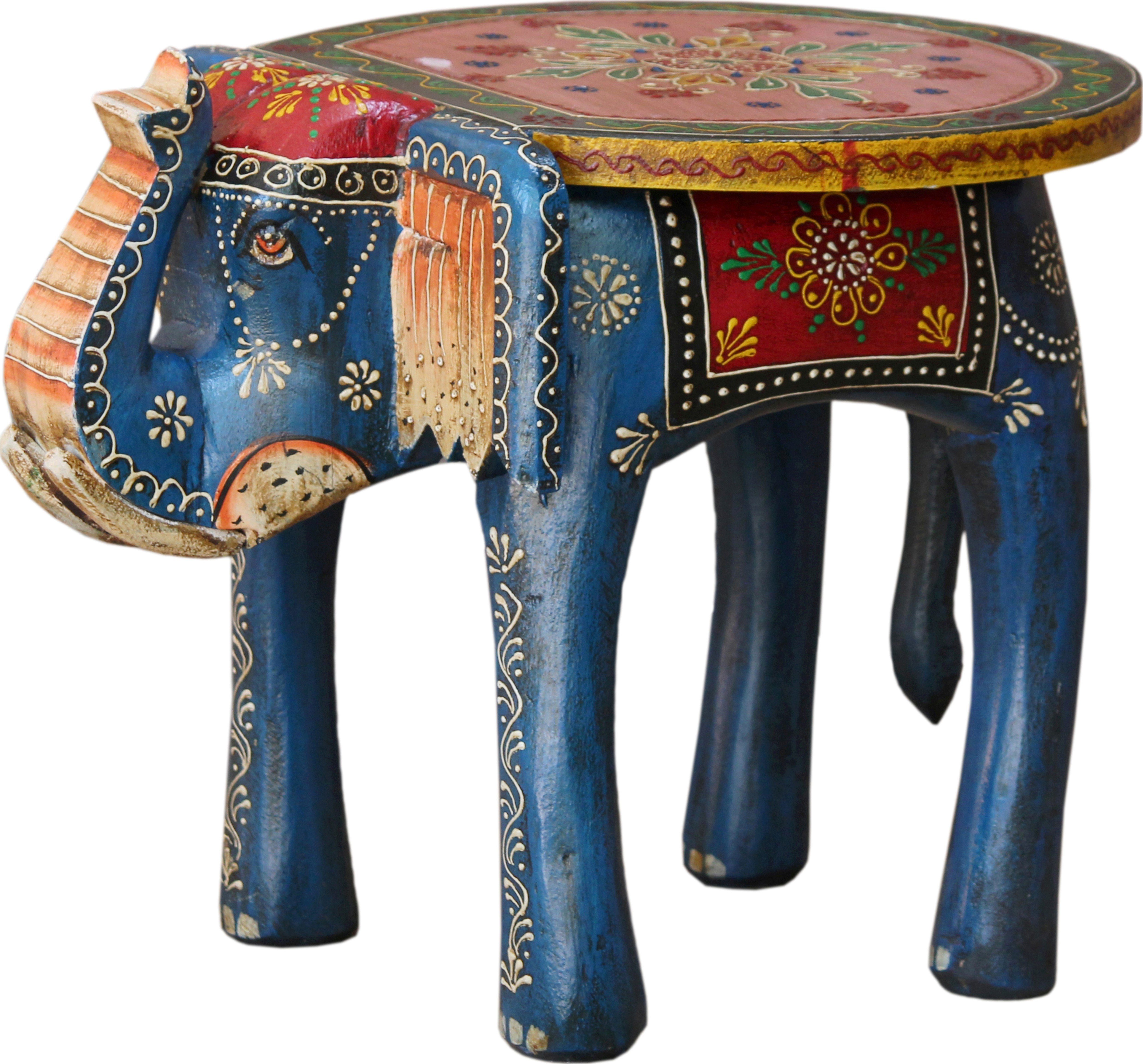 Blumenbank Hocker, Elefantenform in Couchtisch Vintage blau Guru-Shop -..