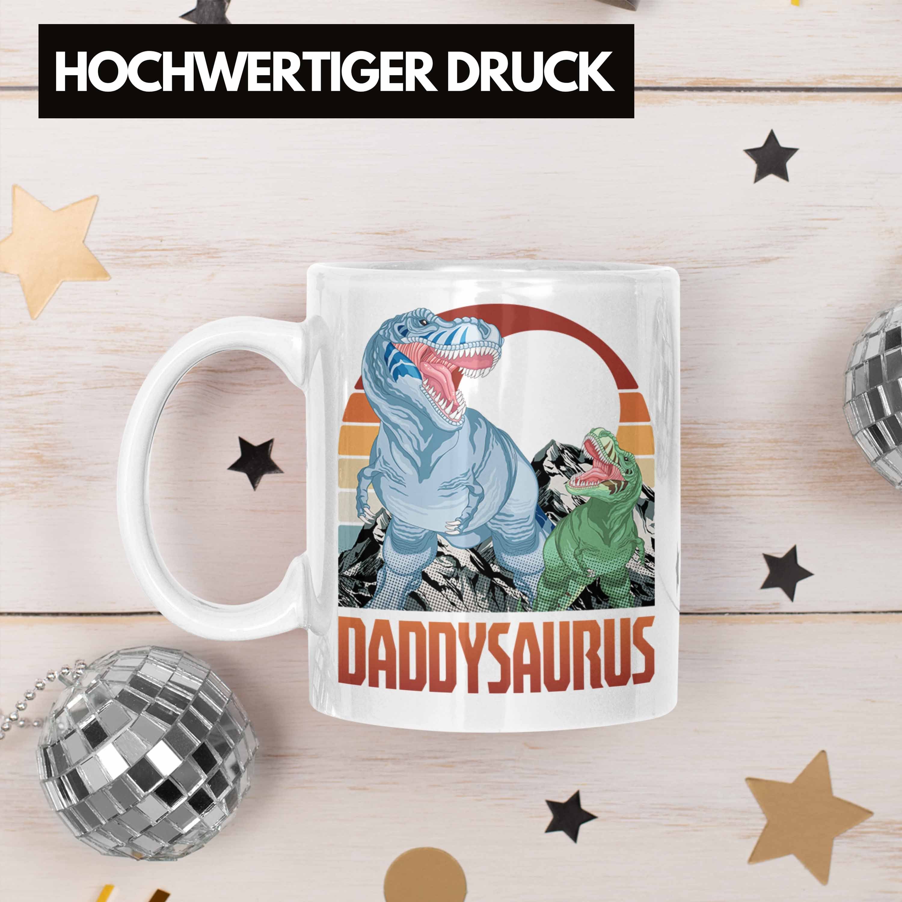 Vater Daddysaurus Tasse Geschenk für Trendation Geburtstag zum Tasse Weihnachten Weiss Vatert