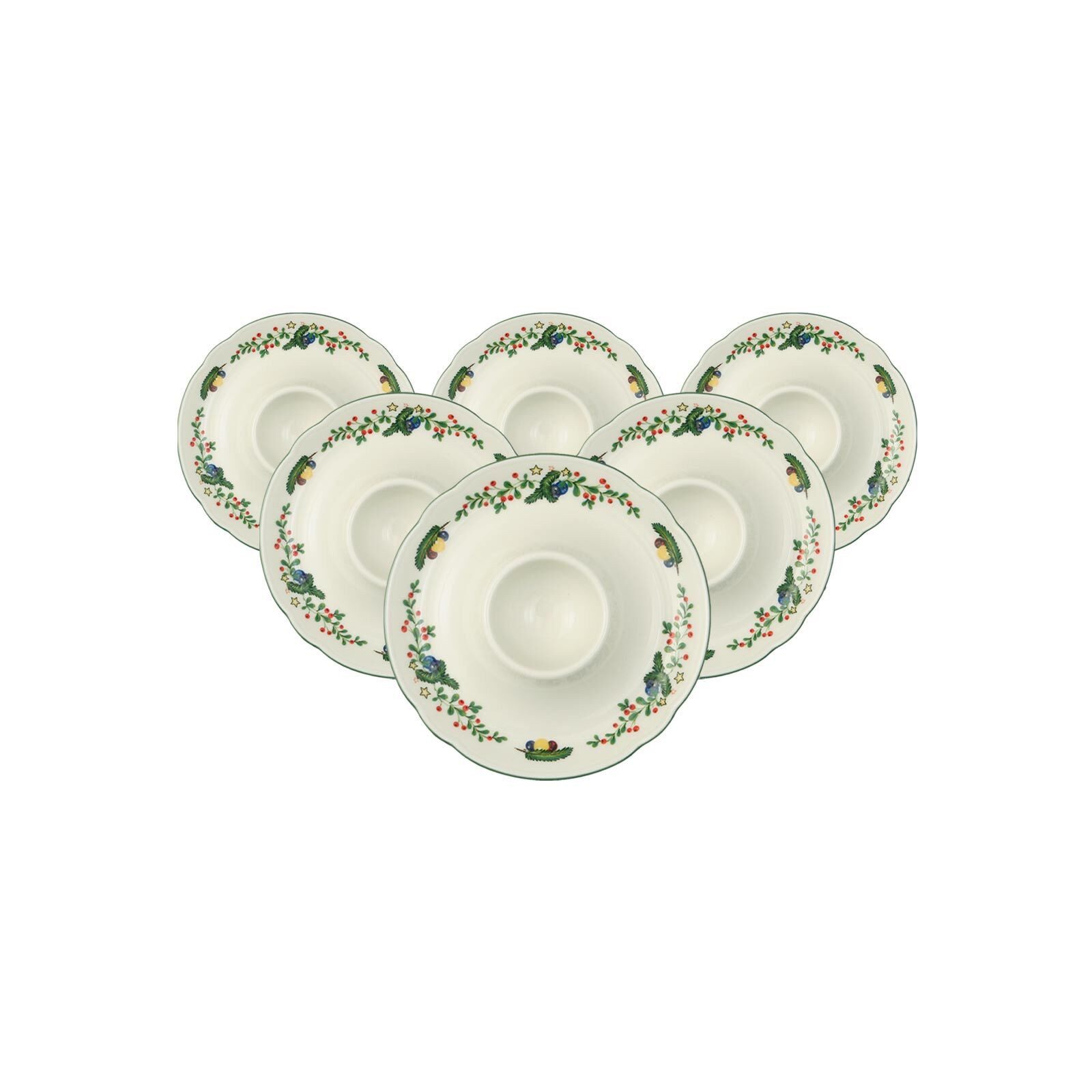 Seltmann Weiden Eierbecher Marieluise Weihnachten Eierbecher mit Ablage, (6er Set, 6-tlg., 6x Eierbecher)
