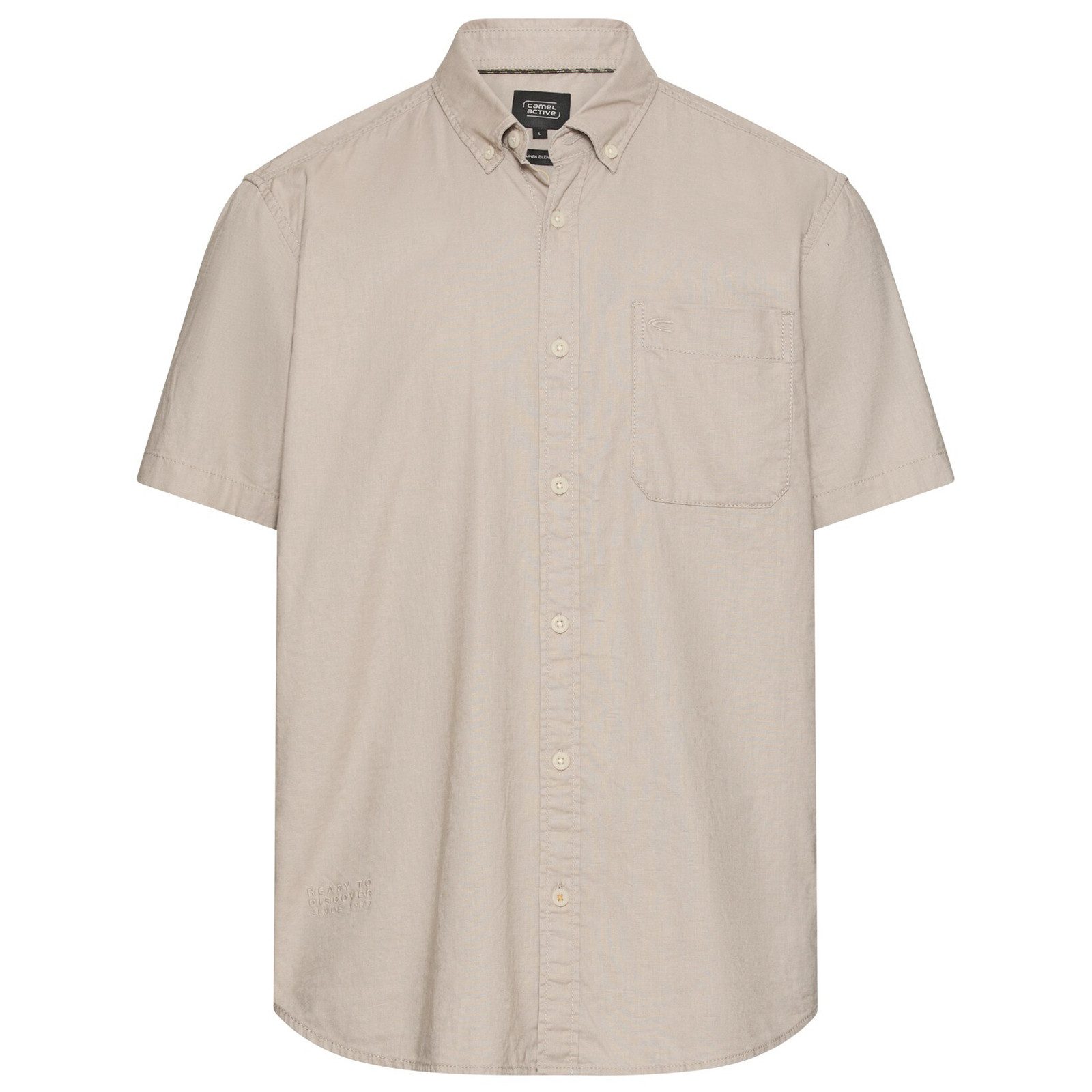 camel active Kurzarmhemd Camel Active Übergrößen Leinen-Kurzarmhemd beige