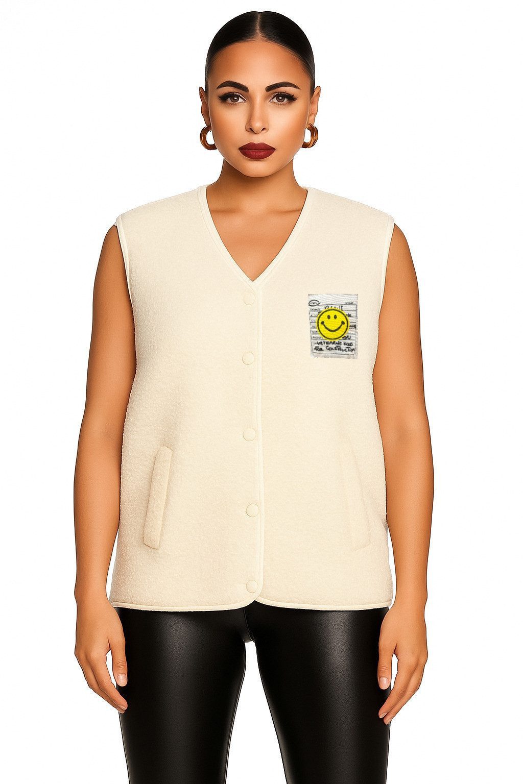 Worldclassca Fellimitatweste Worldclassca Teddy Weste Smiley Kuschelig Kurz Herbst Winter Ärmellos Neue Kollektion - Stilvolle und gemütliche Mode für Damen