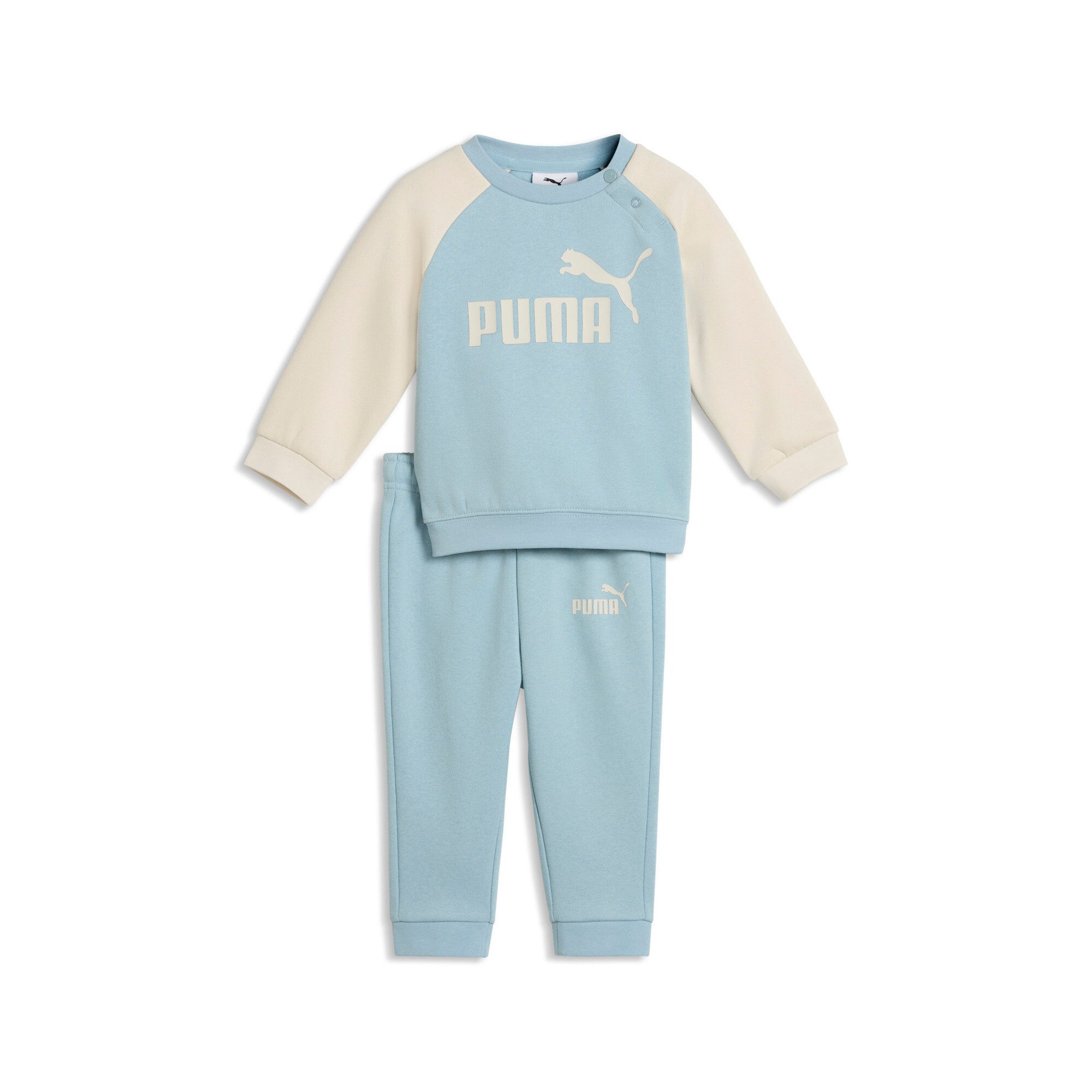 PUMA Trainingsanzug MINICATS ESS RAGLAN CREW SET FL INF (2-tlg), 2-teilig, mit Rundhalsausschnitt, mit innenliegendem Kordelzug