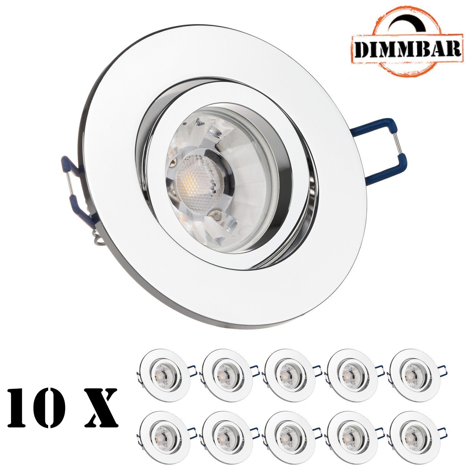 LED Chrom 10er LEDANDO mit Einbaustrahler für LED Set die GU10 Einbaustrahler Markenst Spanndecke