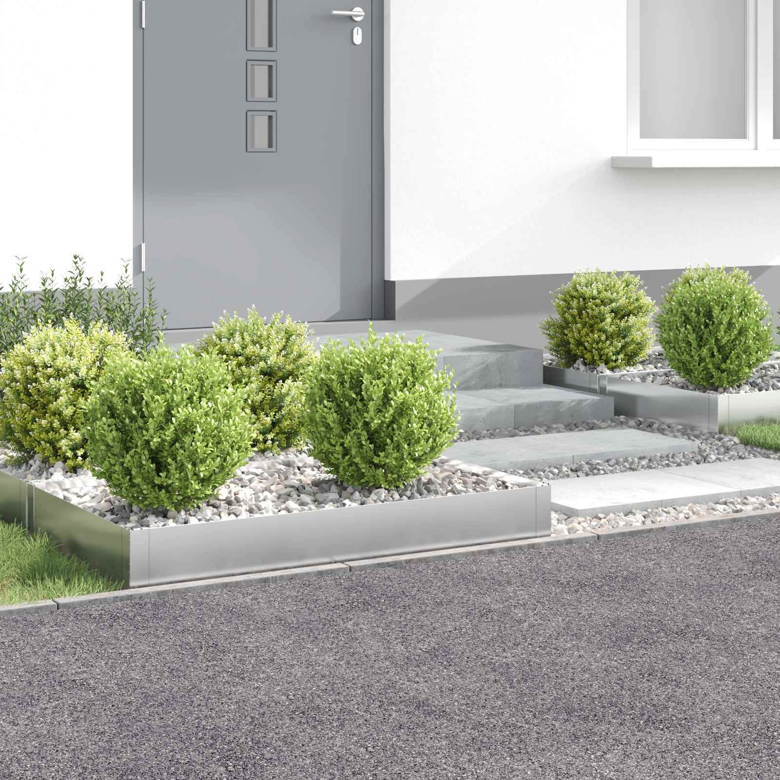 vidaXL Beetumrandung Raseneinfassung 4 stk. 100 x 60 x 20 cm Stahl Silber
