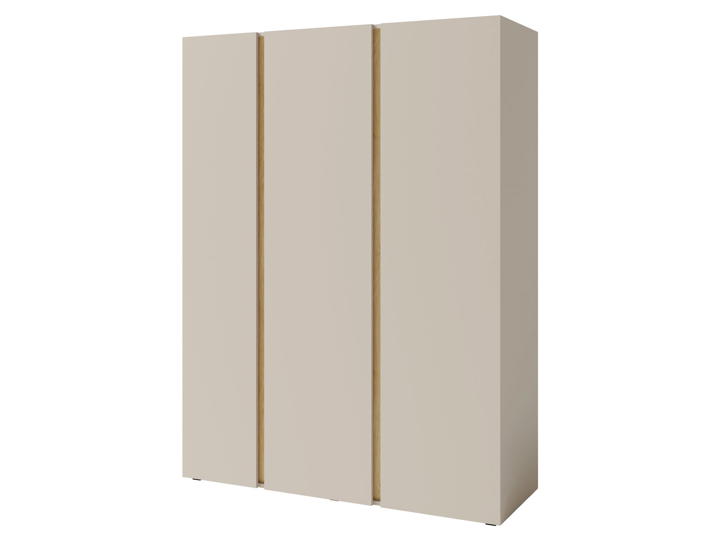 Beautysofa Kleiderschrank LICO 3-türig mit 8 Regalböden, 2 Kleiderstangen (wählbar in Sandbeige oder Eukalyptus) Breite: 145 cm