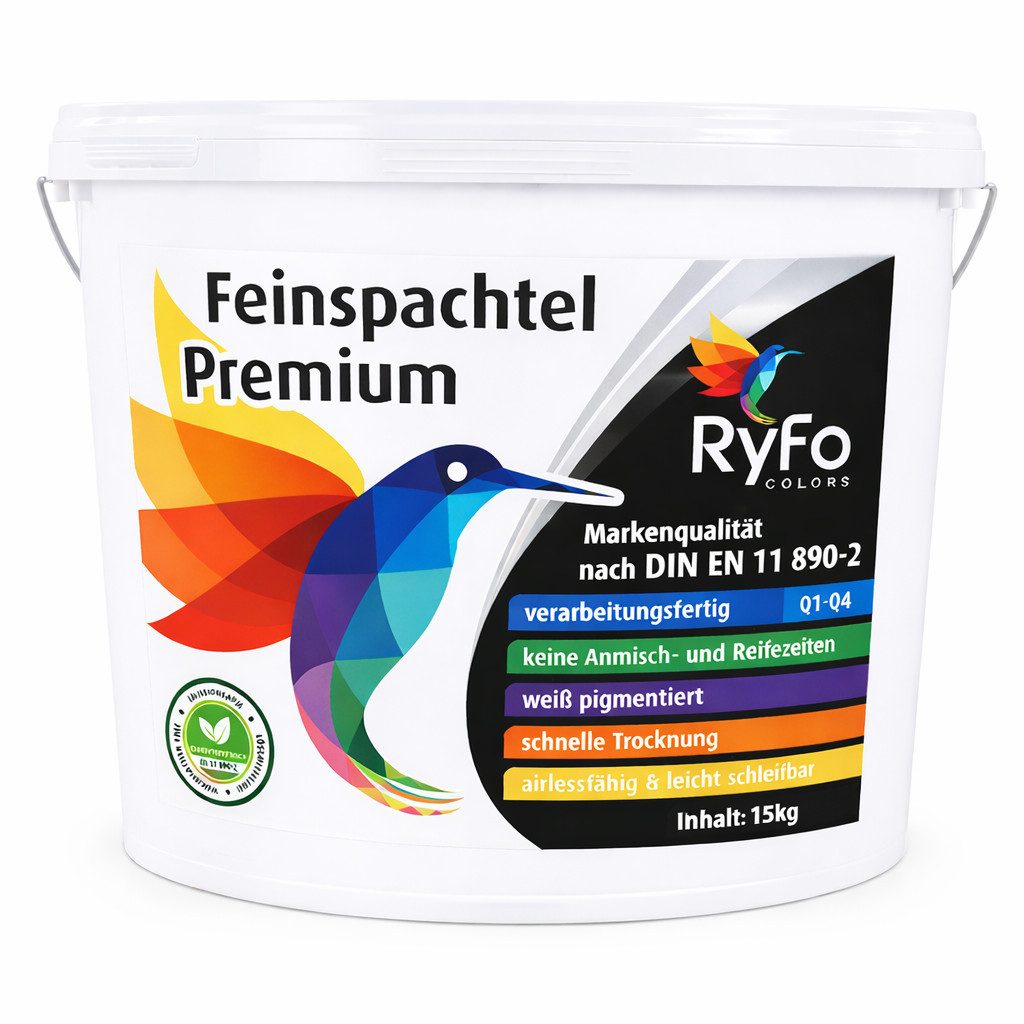 RyFo Colors Fertigspachtel RyFo Colors Feinspachtel Premium weiß gebrauchsfertig für Innen, glatt, Feinspachtel für glatte Wandflächen, sehr gut schleifbar