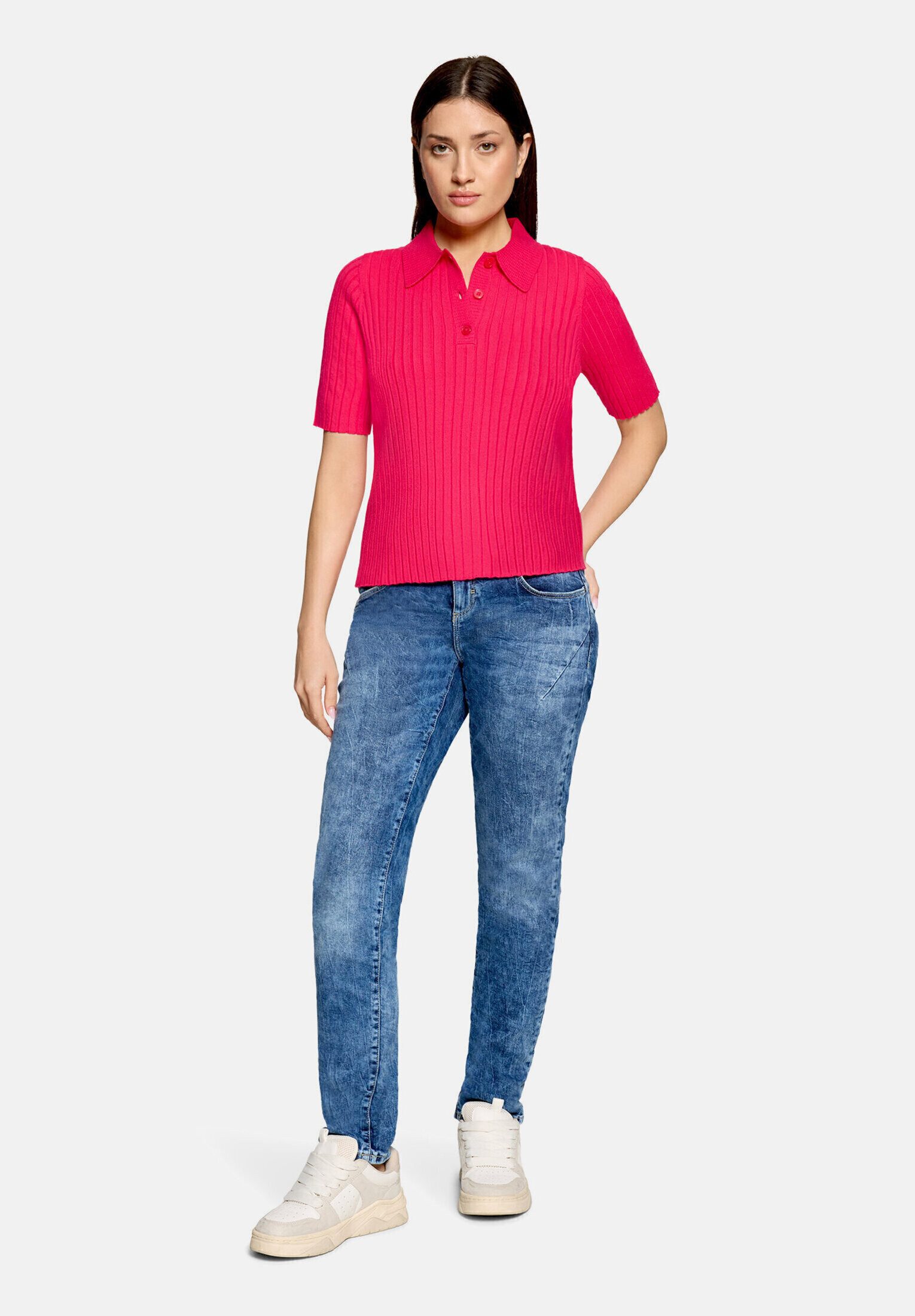 Cartoon Kurzarmshirt Damen mit Kragen (1-tlg)