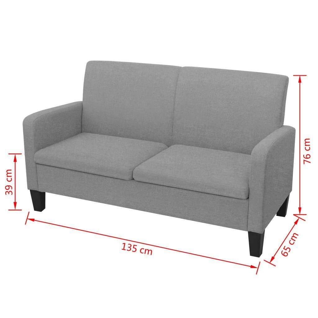 2-Sitzersofa Hellgrau 65 x furnicato 135 2-Sitzer x76 cm