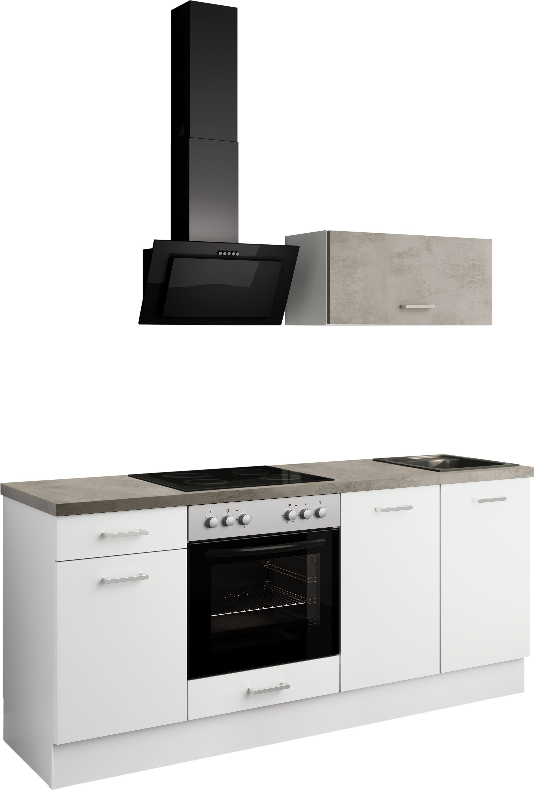 IMPULS KÜCHEN Кухниzeile "Lissabon", Ausrichtung wählbar, Schubkästen mit Soft-Close, vormontiert, wahlweise mit E-Geräten, mit Vollauszug, Breite 195 cm