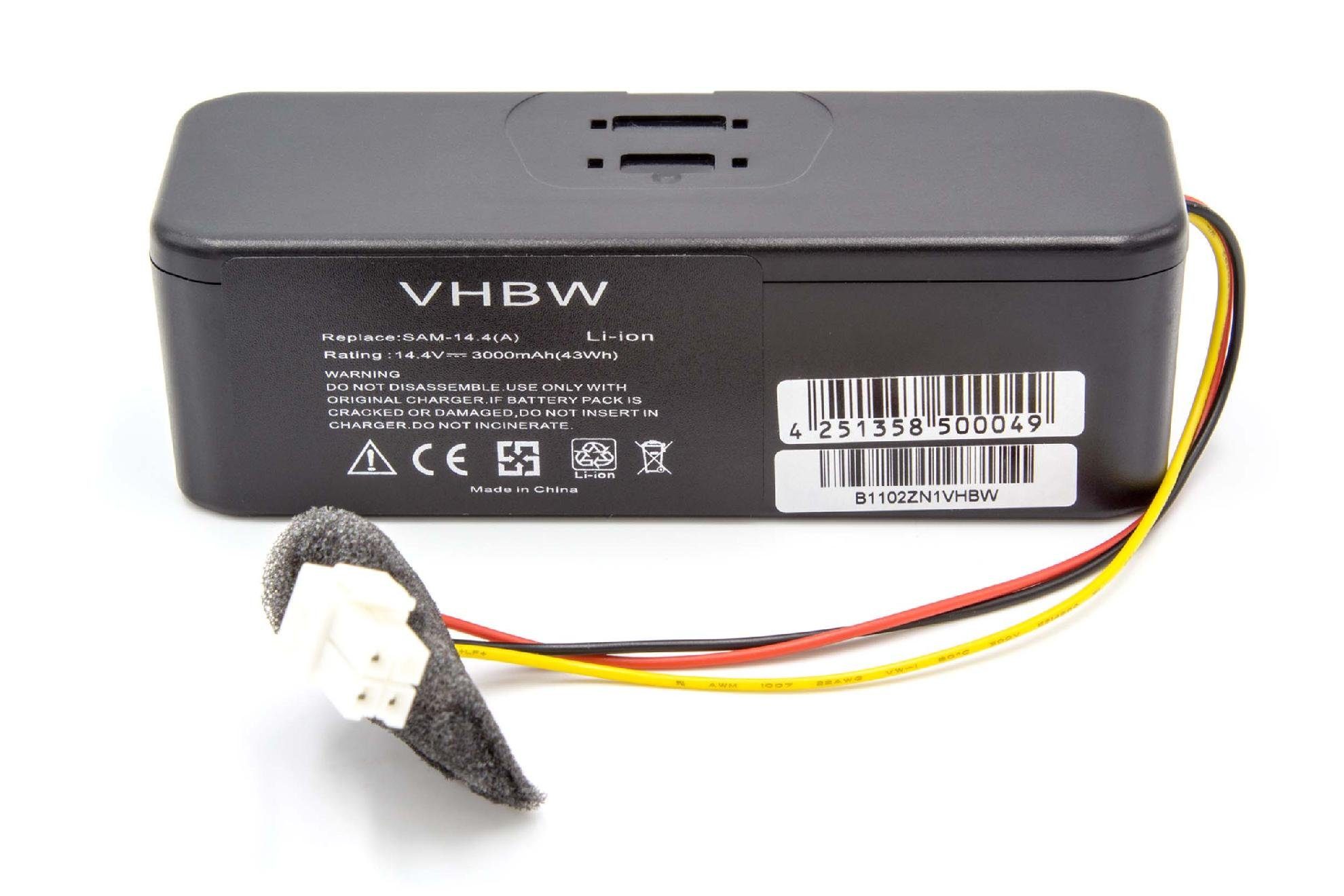 vhbw Staubsauger-Akku passend für Samsung Navibot VCR8730, VCR8750, VCR8824, SR8F40, SR8F51 Haushalt Staubsauger (3000mAh, 14,4V, Li-Ion) 3000 mAh