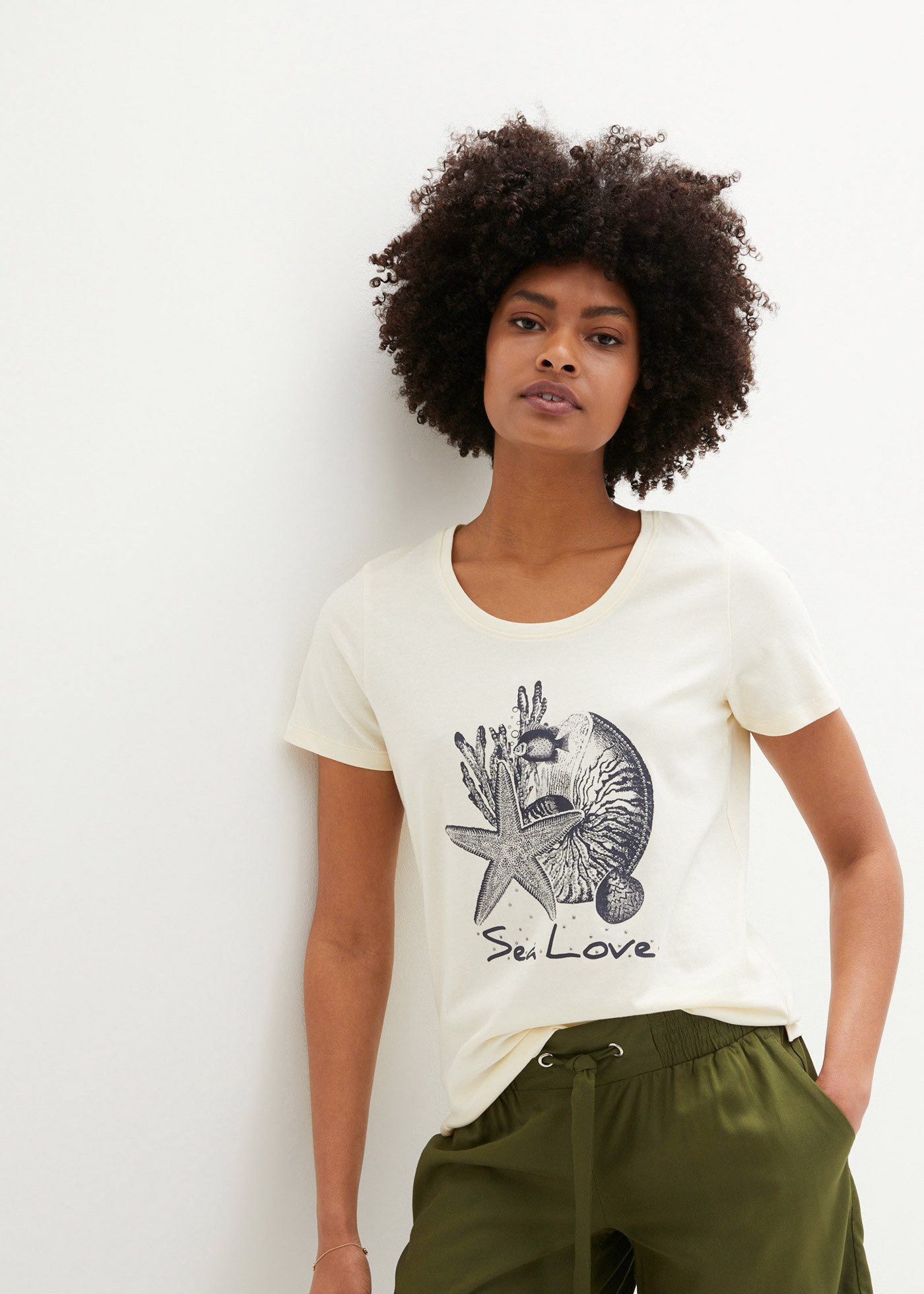 bonprix T-Shirt lockere Passform, Kurzarm-Design, mit maritimem Druck