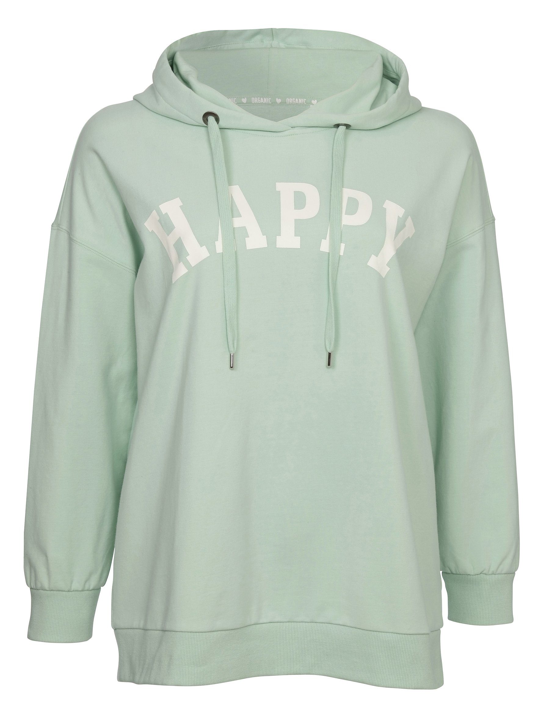 VIA APPIA DUE Kapuzenpullover Verspieltes Kapuzensweatshirt 'HAPPY' in Uni-Design lind